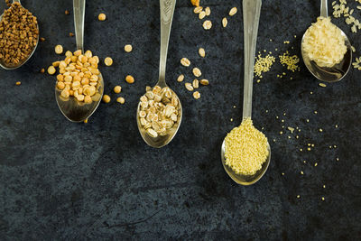 High angle view of food on table