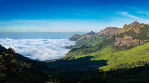 Scenic view of mountains against sky