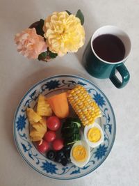 High angle view of food on table