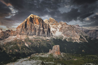 Rock formations on landscape against sky