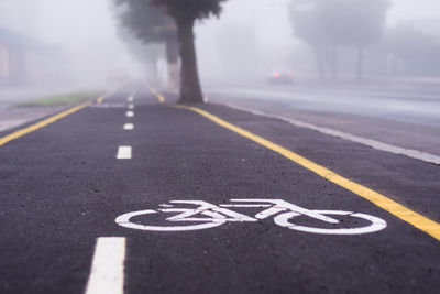 Road marking on bicycle lane