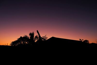 Silhouette plants against sky during sunset