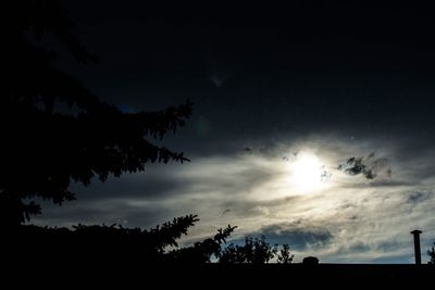 Low angle view of silhouette trees against sky at sunset
