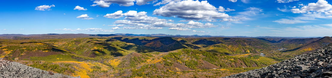 Panoramic view of landscape against cloudy sky