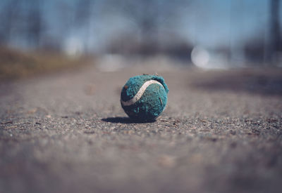 Close-up surface level of a tennis ball