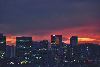 Illuminated cityscape at night