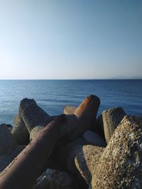 Scenic view of sea against clear sky