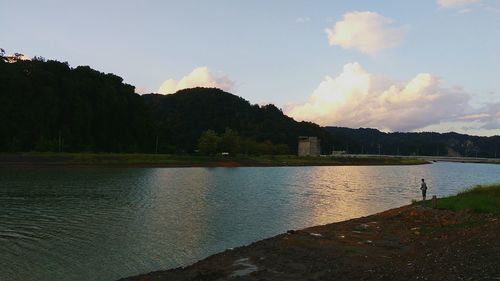 Scenic view of lake against sky