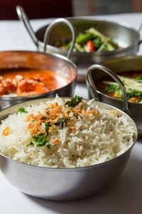 Close-up of food in bowl on table