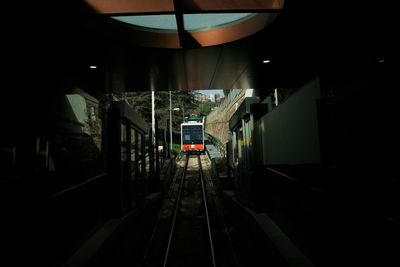 Illuminated railroad station platform