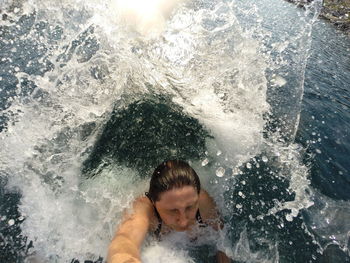 Waves splashing in sea