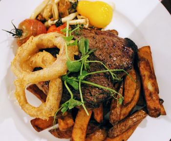 Close-up of burger in plate