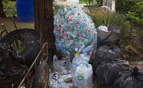 Stack of garbage in basket