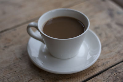 Close-up of tea cup on table