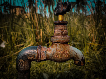 Close-up of old rusty pipe