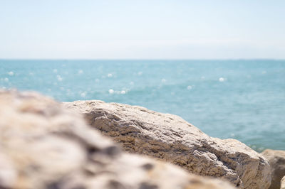 Scenic view of sea against clear sky