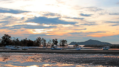 Scenic view of sea against sky during sunset