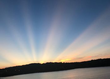 Scenic view of dramatic sky over lake during sunset