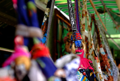 Close-up of multi colored hanging