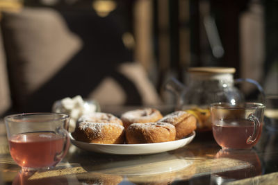 Close-up of dessert on table