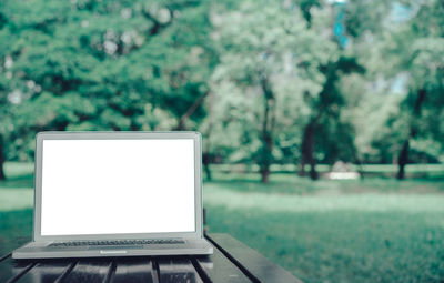 Close-up of laptop on table