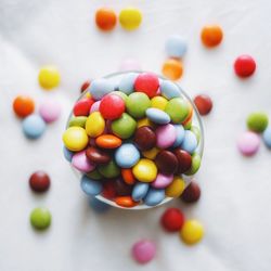 High angle view of colorful candies