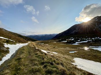 Scenic view of land against sky