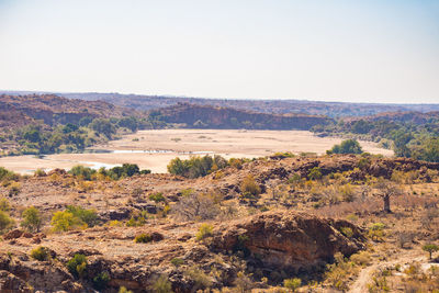 Scenic view of landscape against clear sky