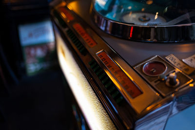 Close-up of jukebox 