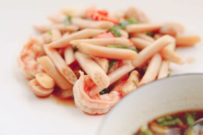 Close-up of pasta with vegetables