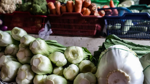 Vegetables for sale at market stall