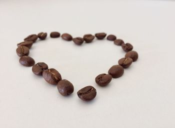 Close-up of coffee beans against white background