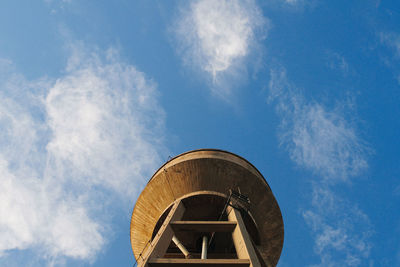 Low angle view of water tower against sky