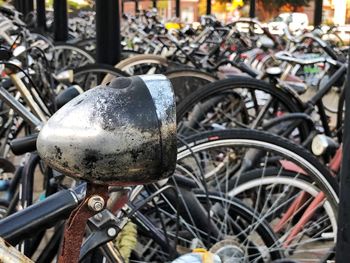 Close-up of bicycles