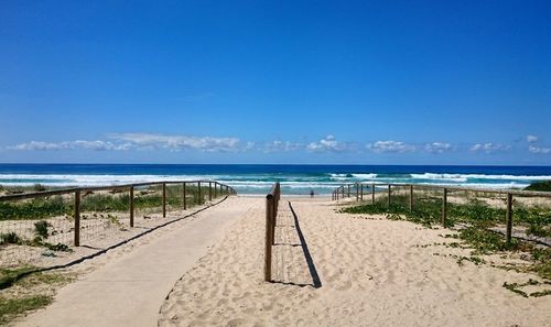 Scenic view of beach on sunny day