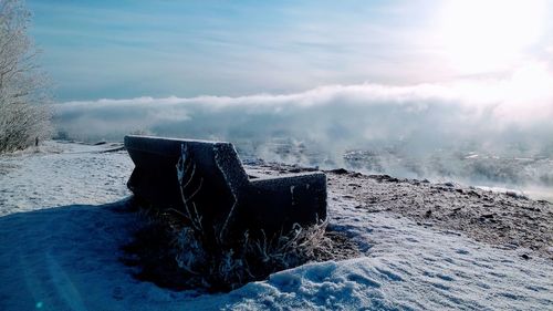 Scenic view of sea against sky during winter