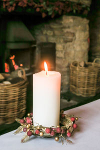 Close-up of burning candle