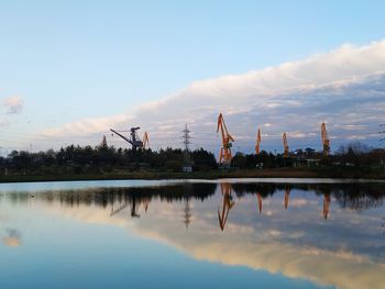 Scenic view of lake against sky