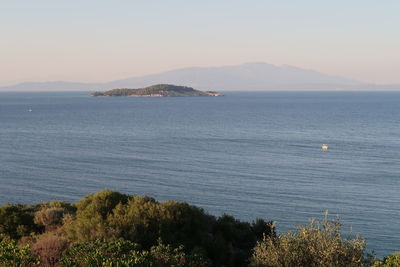 Scenic view of sea against clear sky