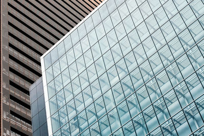 Low angle view of modern glass building in the city