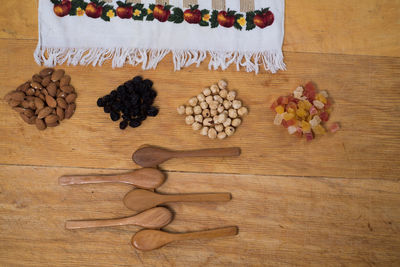 High angle view of vegetables on table