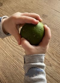 Midsection of person holding fruit