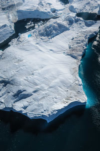 Aerial view of frozen lake