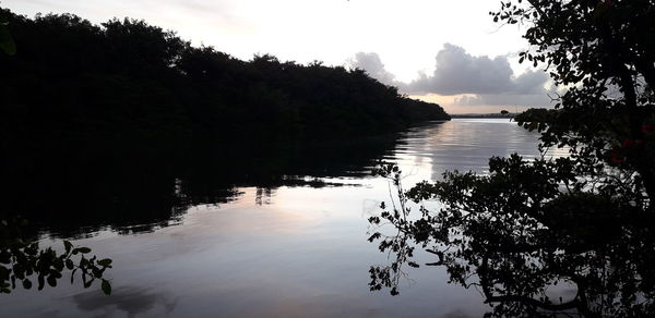 Scenic view of lake against sky