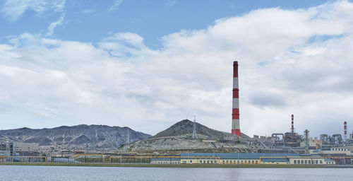 Panorama of copper smelter, karabash, russia. industrial landscape.