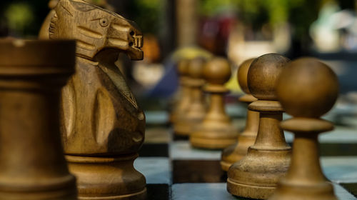 Close-up of chess pieces