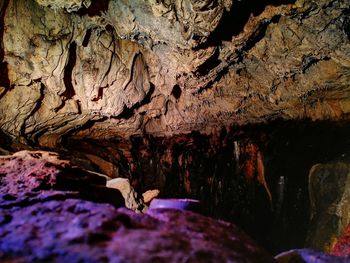 Low angle view of rock formation in cave