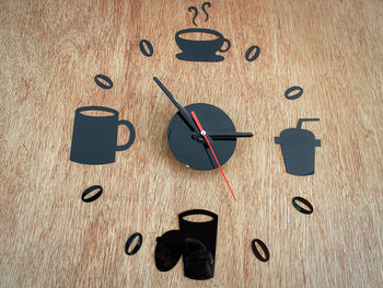 High angle view of coffee on table