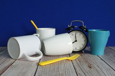 High angle view of coffee on table