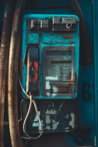 Close-up of telephone booth